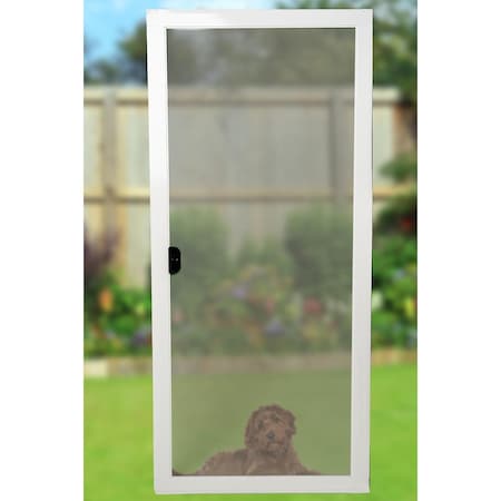 Ritescreen 36 in W x 80 in H Sliding  Screen Door, MOOSEMFIT, PetScreen Mesh, White MOOSEMFIT